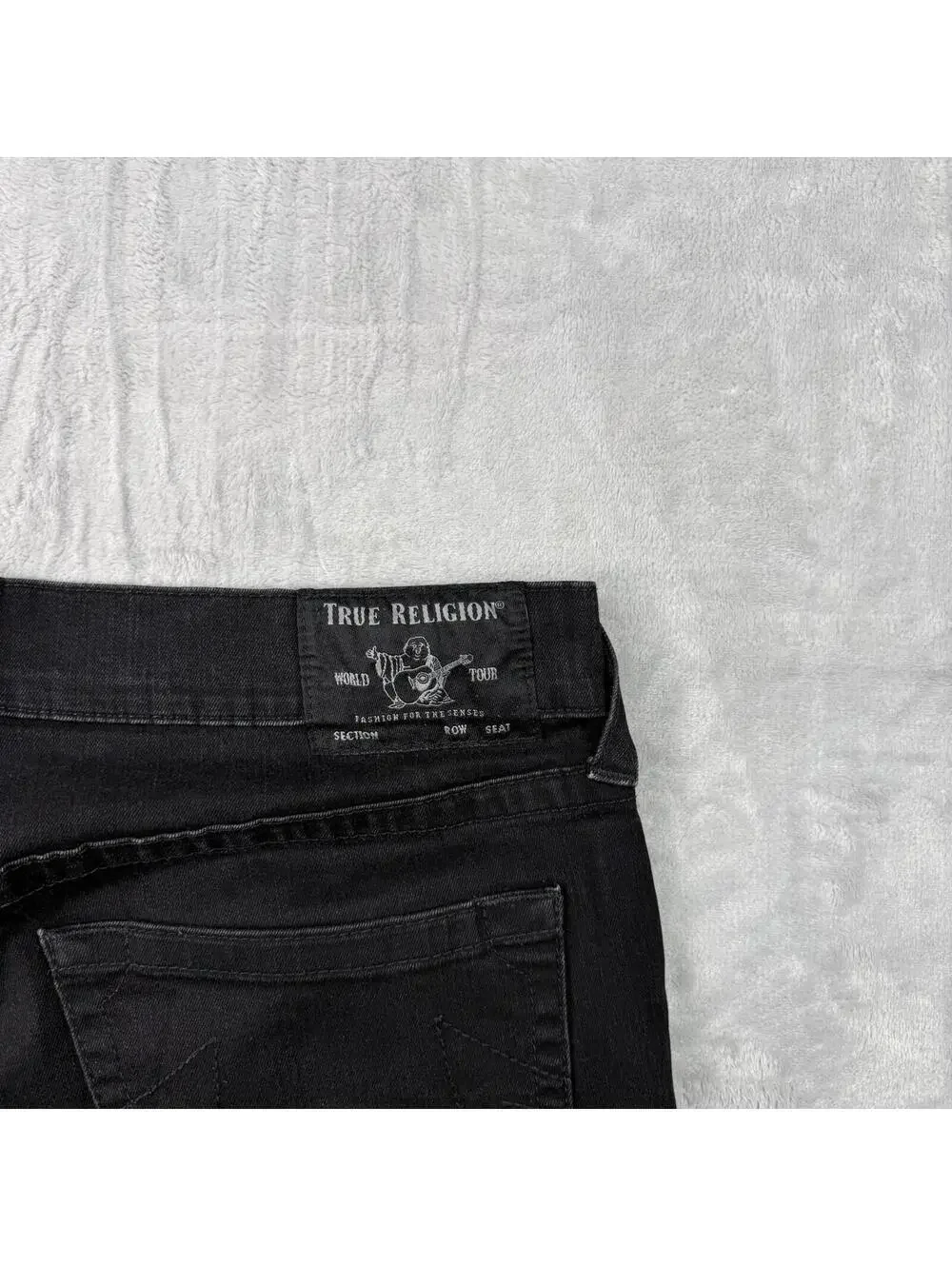 True Religion Ricky Shorts Black Cut Off Denim No Flap Size 38 Jorts Streetwear